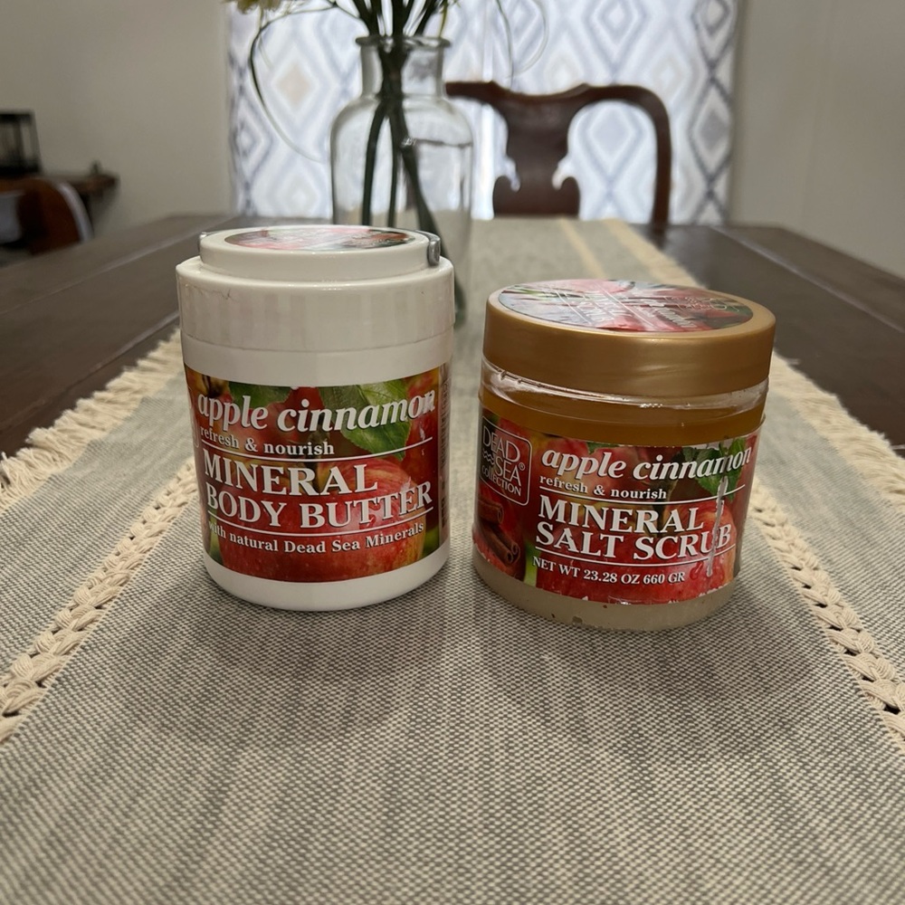 (2) Dead Sea Collection Apple Cinnamon Mineral Body Butter W/Salt Scrub New